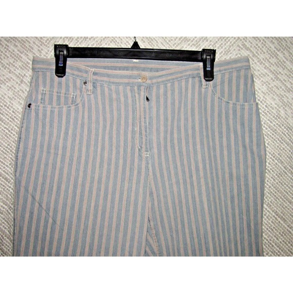 c.l.o.t.h.e.s. Women's High Waist Garden Jeans Pink Pinstripe Cuff Pants Cropped - Picture 2 of 7